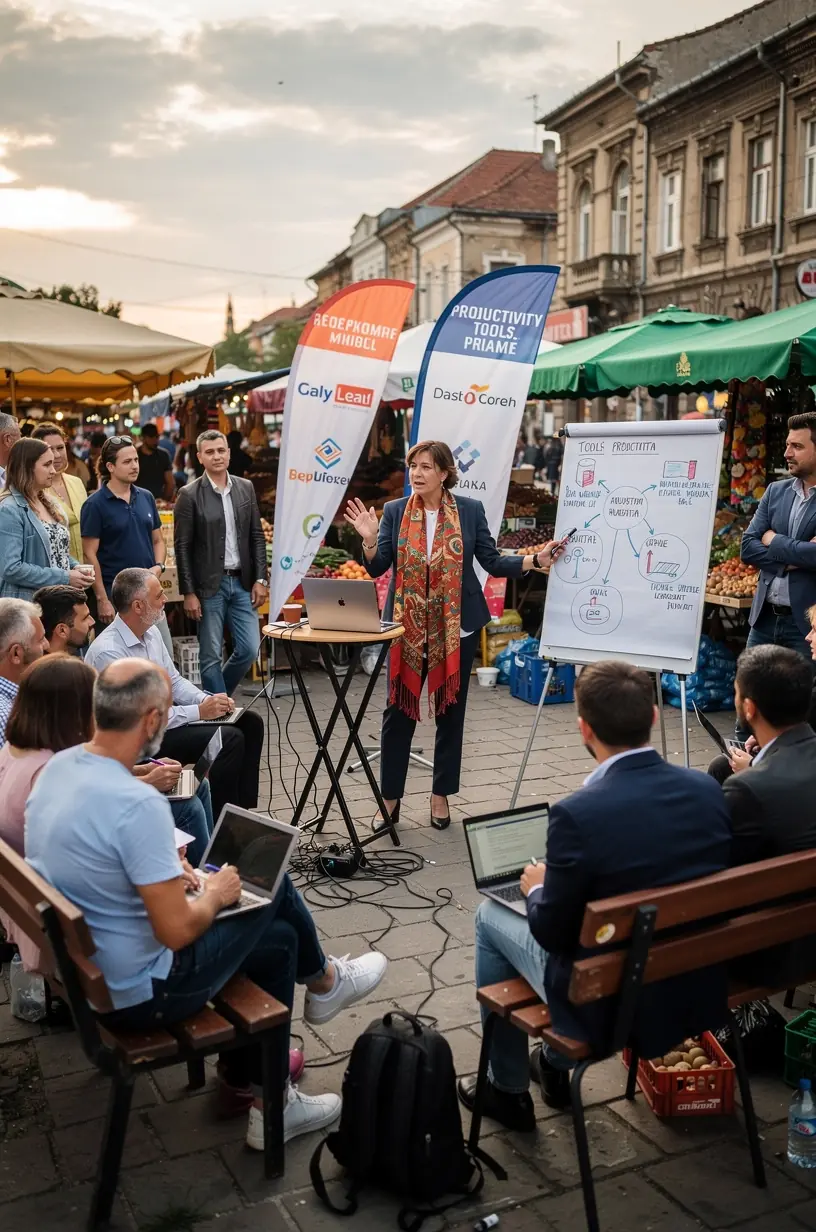 Imagine abstractă reprezentând integrarea tehnologiilor digitale în procesele de lucru zilnice.